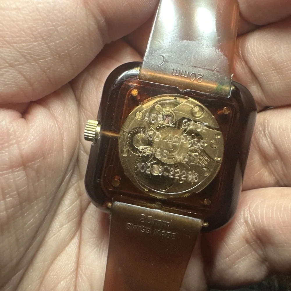 VTG 1970 Buler Swiss Mod Depose Watch Transparent Lucite Acrylic Mechanical RUNS